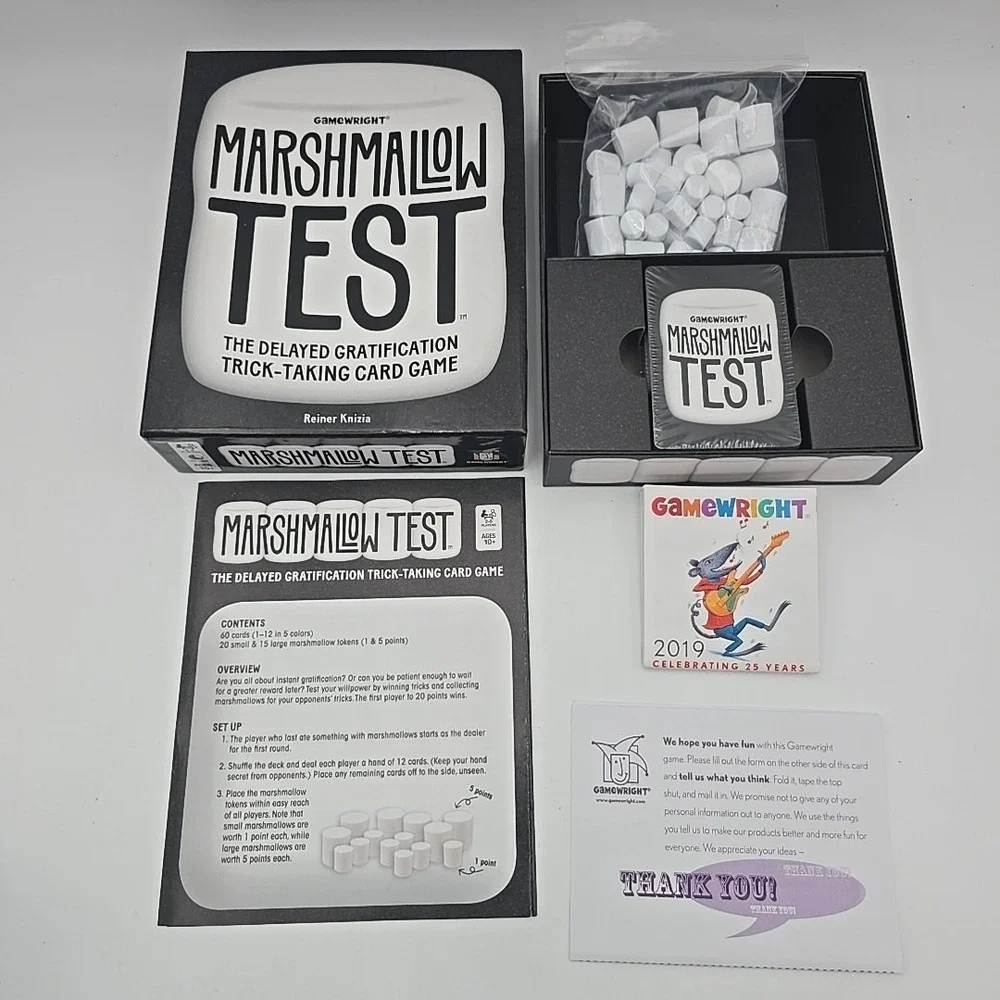 Marshmallow Test Trick-Taking Card Game by Gamewright Open‎ Box